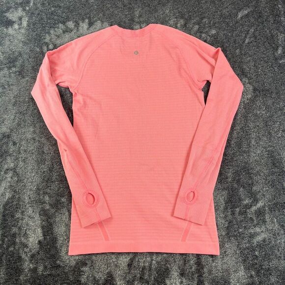 Lululemon Swiftly Tech Long Sleeve Thumb Hole Pink Striped Women's 6 Running - Picture 9 of 12